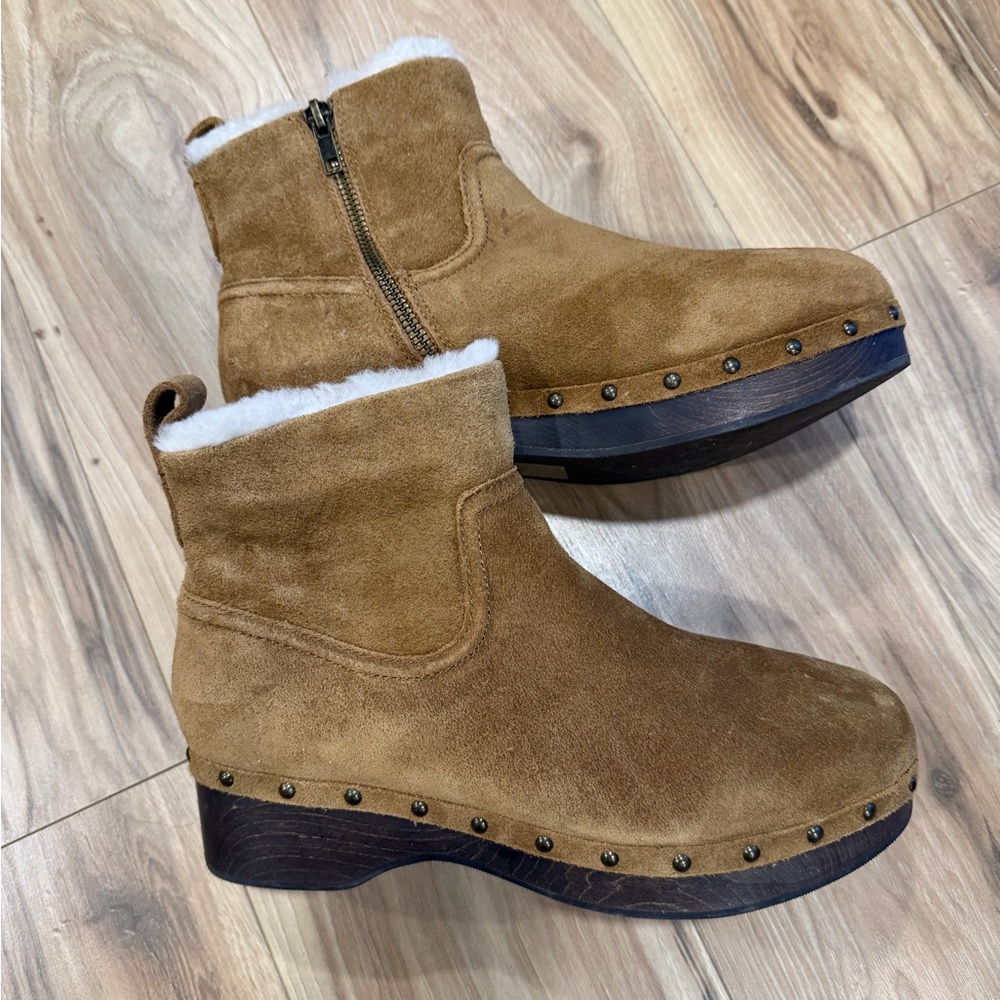 Madewell Brown Suede Shearling Ankle Boots
